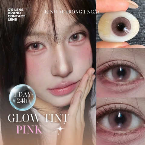 Kính áp tròng 1 ngày GLOW TINT PINK màu hồng sáng tây giãn tròng nhỏ GTRENDY