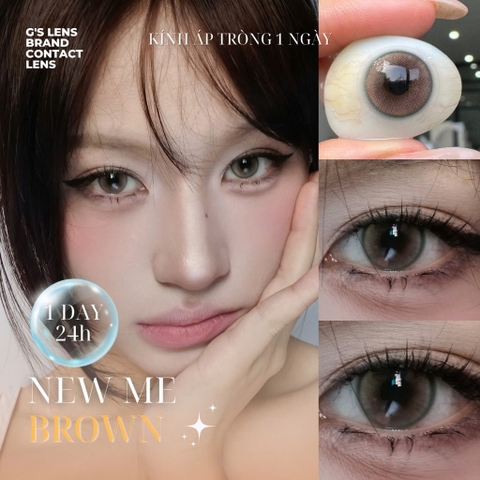 Kính áp tròng 1 ngày NEW ME BROWN màu nâu sáng tây giãn tròng nhỏ GTRENDY