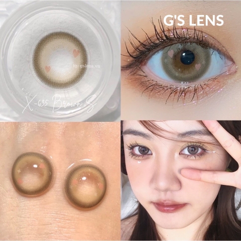 Kính áp tròng 6 tháng X635 BROWN màu nâu sáng tây giãn tròng nhỏ GTRENDY - MC38