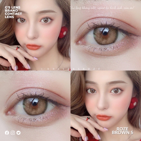 Kính Áp Tròng Lens Mắt ROZE BROWN Size S 14.2mm (0-6 độ)