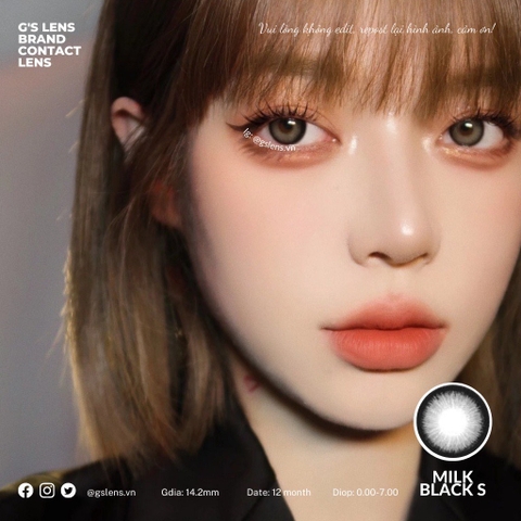 Kính áp tròng 6 tháng MILK BLACK màu đen tự nhiên giãn tròng nhẹ GTRENDY - MC38