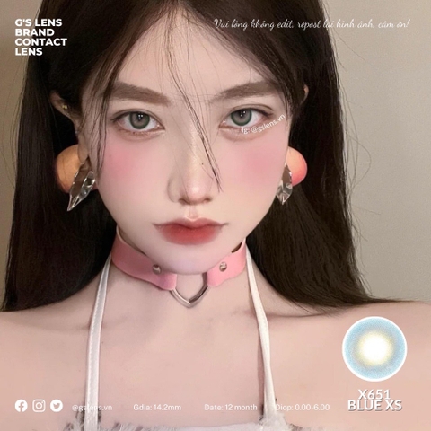 Kính áp tròng 6 tháng X651 BLUE màu xanh dương sáng tây không giãn tròng GTRENDY - MC38