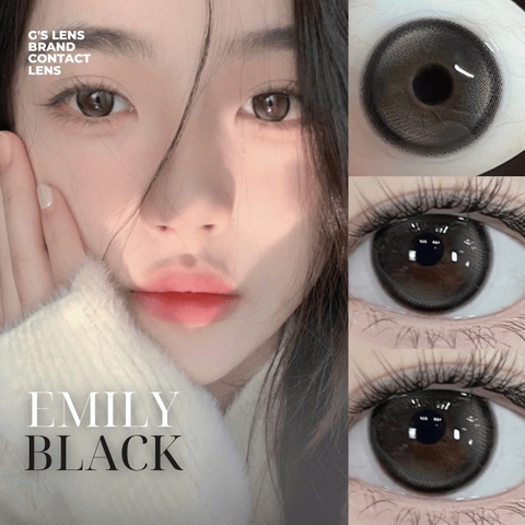 Kính áp tròng 6 tháng EMILY BLACK màu đen xám tự nhiên giãn tròng nhẹ GTRENDY - MC38