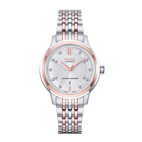 DOXA EXECUTIVE D221RSV – NỮ – KÍNH SAPPHIRE – AUTOMATIC (TỰ ĐỘNG) – MẶT SỐ 31 MM, ĐÍNH 14 VIÊN KIM CƯƠNG, TRỮ CÓT 38 GIỜ