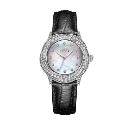 SAGA 53375-SVMWBK-2 – NỮ – KÍNH CỨNG – QUARTZ (PIN) – MẶT SỐ 34MM, ĐÍNH ĐÁ PHA LÊ, CHỐNG NƯỚC 3ATM