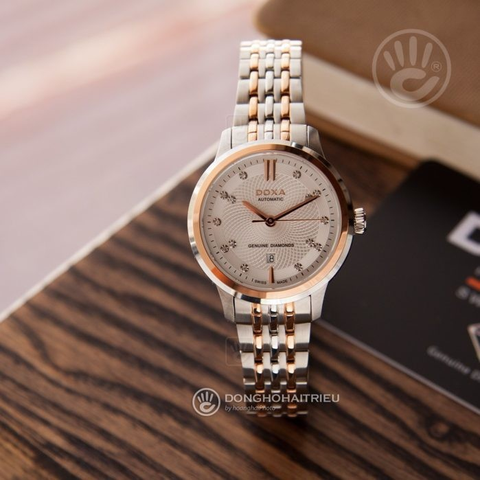 DOXA EXECUTIVE D221RSV – NỮ – KÍNH SAPPHIRE – AUTOMATIC (TỰ ĐỘNG) – MẶT SỐ 31 MM, ĐÍNH 14 VIÊN KIM CƯƠNG, TRỮ CÓT 38 GIỜ