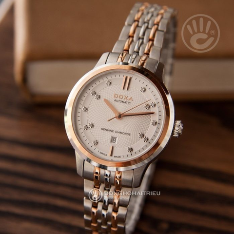 DOXA EXECUTIVE D221RSV – NỮ – KÍNH SAPPHIRE – AUTOMATIC (TỰ ĐỘNG) – MẶT SỐ 31 MM, ĐÍNH 14 VIÊN KIM CƯƠNG, TRỮ CÓT 38 GIỜ