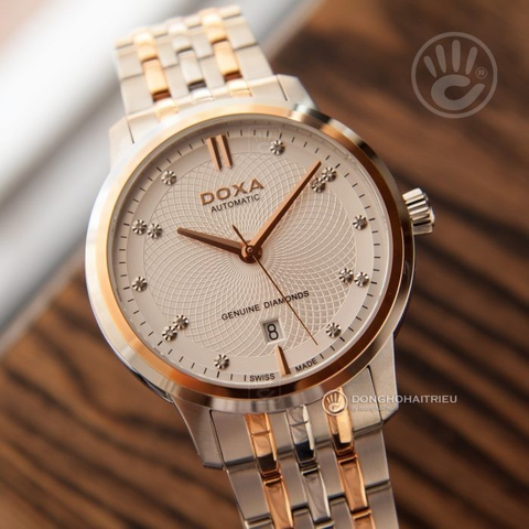 DOXA EXECUTIVE D221RSV – NỮ – KÍNH SAPPHIRE – AUTOMATIC (TỰ ĐỘNG) – MẶT SỐ 31 MM, ĐÍNH 14 VIÊN KIM CƯƠNG, TRỮ CÓT 38 GIỜ