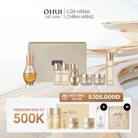 Bộ dưỡng trẻ hóa tinh chất vàng OHUI The First Ampoule Advanced Special Set