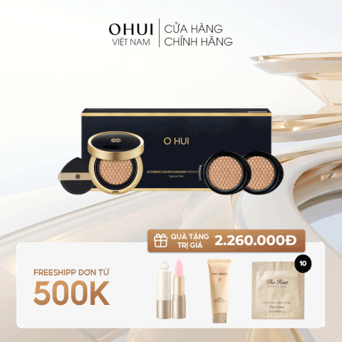 Bộ phấn Nước Ohui Ultimate Cover Cushion Satin 3pcs