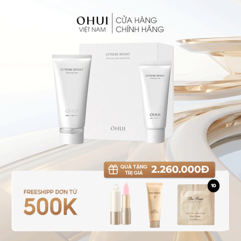 Bộ sữa rửa mặt dưỡng trắng da OHUI Extreme Bright Cleansing Foam