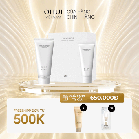 Bộ sữa rửa mặt dưỡng trắng da OHUI Extreme Bright Cleansing Foam