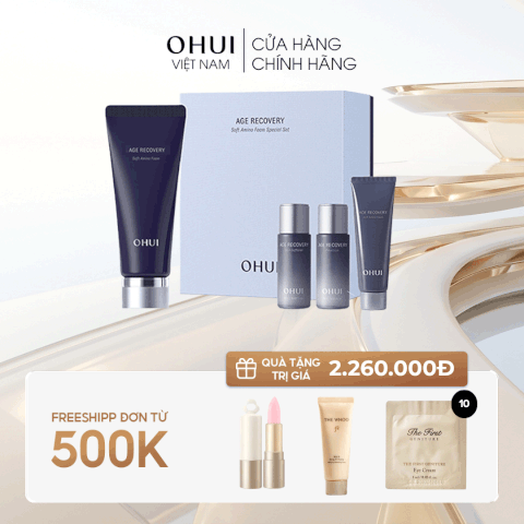 Bộ sữa rửa mặt cải thiện nếp nhăn Ohui Age Recovery Foam Cleanser