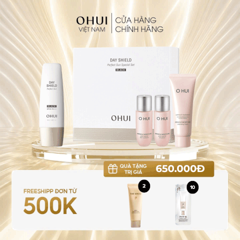 Set Kem Chống Nắng Ohui Day Shield Perfect Sun Black