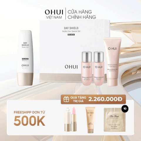 Set Kem Chống Nắng Ohui Day Shield Perfect Sun Black
