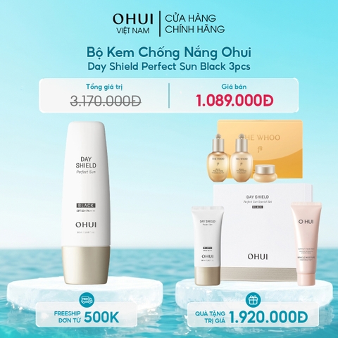 Bộ Kem Chống Nắng Ohui Day Shield Perfect Sun Black 3pcs