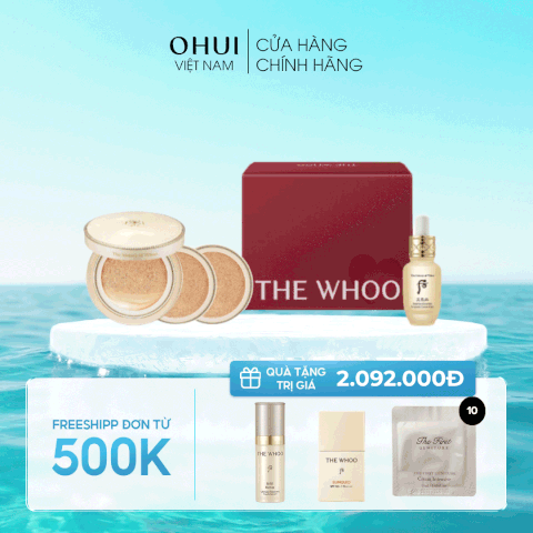 Bộ Cushion Trang Điểm Whoo Gongjinhyang Mi Luxury Golden Cushion Glow Special Set