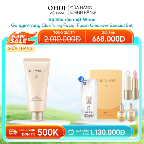 Bộ Sữa rửa mặt Whoo Gongjinhyang Clarifying Facial Foam Cleanser Special Set