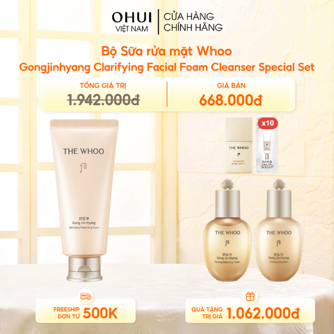 Bộ Sữa rửa mặt Whoo Gongjinhyang Clarifying Facial Foam Cleanser Special Set