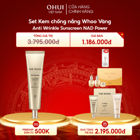 Bộ Kem chống nắng Whoo Vàng Anti Wrinkle Sunscreen Set Y25