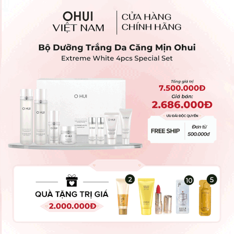 Bộ Dưỡng Trắng Da Căng Mịn Ohui Extreme White 4pcs Special Set