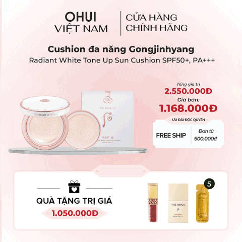 Cushion đa năng Gongjinhyang Seol Radiant White Tone Up Sun Cushion SPF50+,PA+++