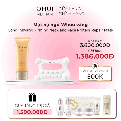 Mặt nạ ngủ Whoo vàng Gongjinhyang Firming Neck and Face Protein Repair Mask