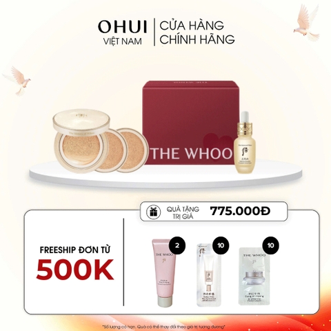 Bộ Cushion Trang Điểm Whoo Gongjinhyang Mi Luxury Golden Cushion Glow Special Set