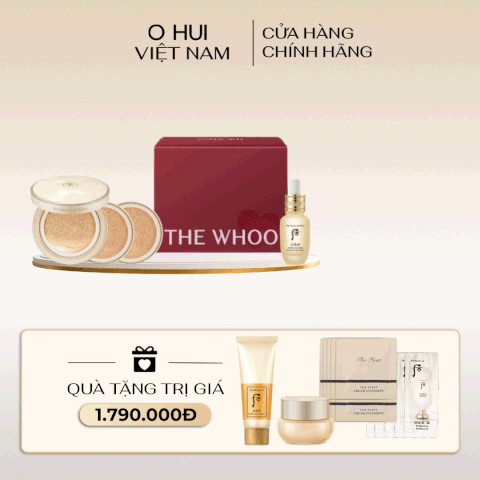 Bộ Cushion Trang Điểm Whoo Gongjinhyang Mi Luxury Golden Cushion Glow Special Set