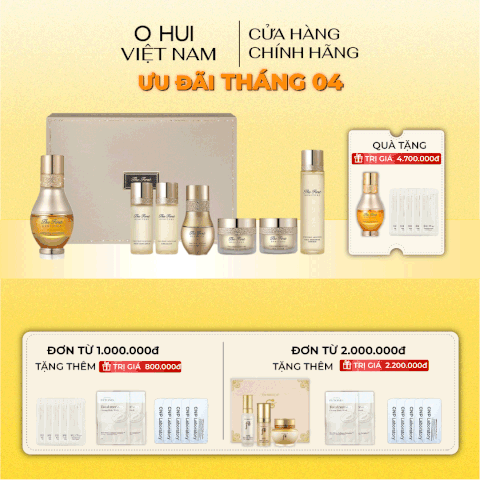 Bộ dưỡng trẻ hóa tinh chất vàng OHUI The First Ampoule Advanced Special Set