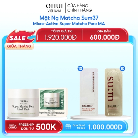 Mặt Nạ Trà Xanh Sum37 Micro Active Super Matcha Pore Mask Pack