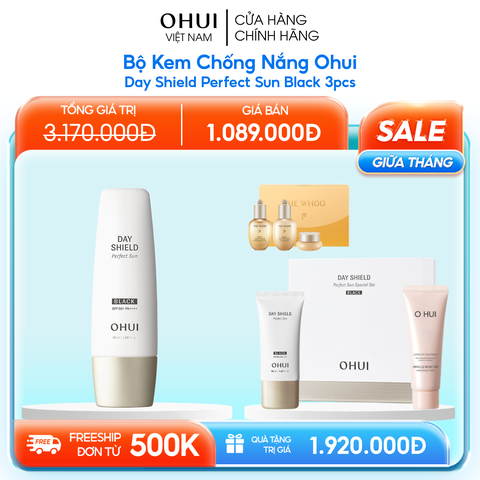 Bộ Kem Chống Nắng Ohui Day Shield Perfect Sun Black 3pcs