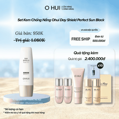Set Kem Chống Nắng Ohui Day Shield Perfect Sun Black