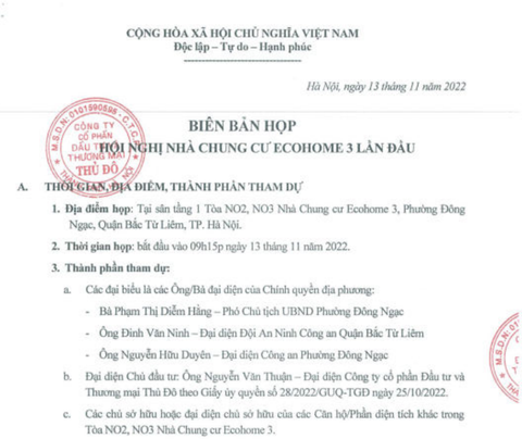 Biên Bản họp HNCC Ecohome 3 Lần Đầu