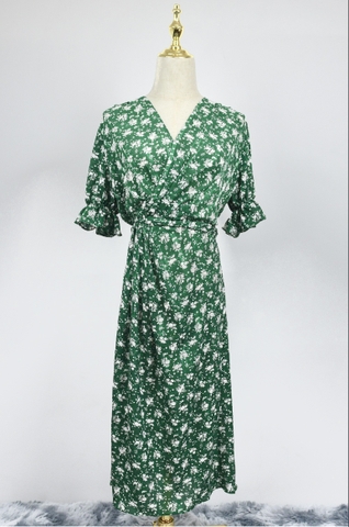 ELISE - Váy xanh dáng dài hoạ tiết hoa