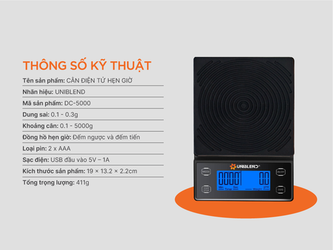 Cân điện tử hẹn giờ Uniblend DC-5000