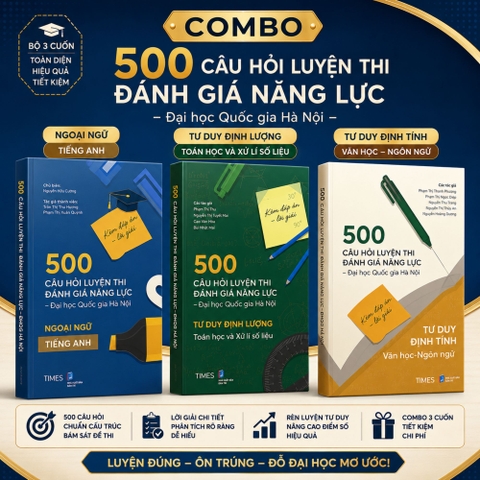 [BỘ HSA 2025] 500 câu hỏi luyện thi Đánh giá năng lực ĐHQGHN (Kèm đáp án - lời giải): Toán, Văn , Anh