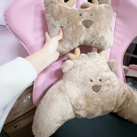 Bộ gối tựa đầu tựa lưng trên ô tô kiểu Tuần Lộc Nâu