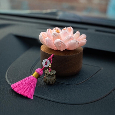Bình Mộc Liên Hoa Trang Trí Tượng Phật - Trụ Gỗ Mộc Liên Hoa Decor Tượng Phật Tinh Dầu Thơm Cao Cấp