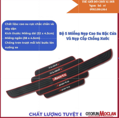 Bộ 4 miếng cao su dán bậc cửa logo sport và các hãng xe