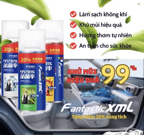 Dung Dịch Xịt Làm Sạch Và Khử Mùi Không Khí Cho Xe Ô Tô, Mùi Hương Tự Nhiên Fantastic Xml 180ml