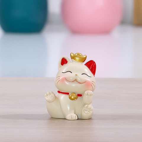 Mô hình mèo sứ - Mèo thần tài hũ tiền