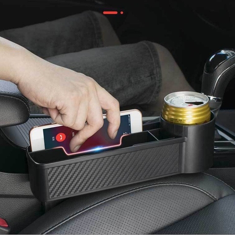 Khay Cốc Để Đồ Khe Ghế Vân Carbon - Nhựa ABS cao cấp