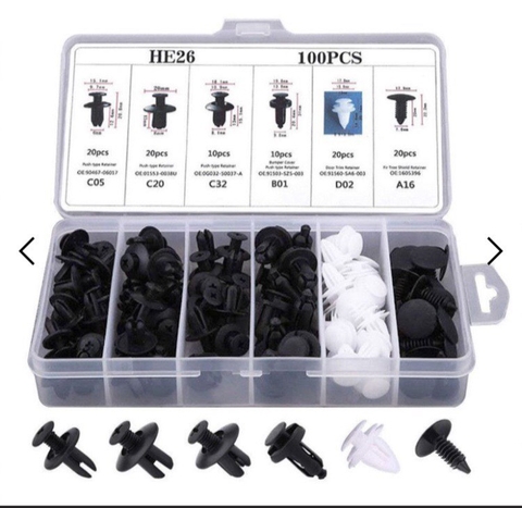 Set 100 đinh tán nhựa, ốc vít nhựa, chốt nở cho phụ tùng xe ô tô