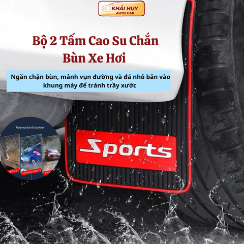 Bộ 2 tấm cao su chắn bùn thể thao KT 43x23 kèm ốc vít - Size lớn