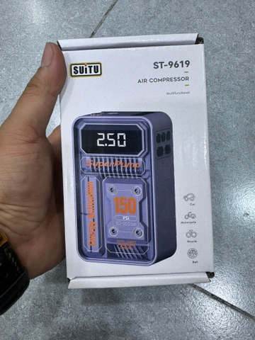 Bơm lốp ô tô xe hơi tự ngắt khi đầy SUITU có đèn chiếu cực sáng
