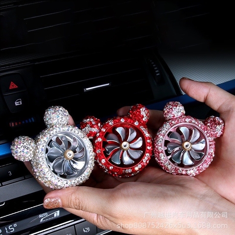 Quạt gió mickey+sáp thơm gắn của gió - tai mèo đính đá