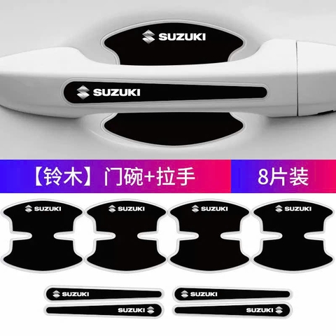 Sét 8 chi tiết màu đen chống trầy xước tay nắm và hõm cửa