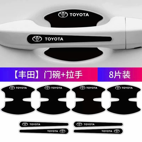 Sét 8 chi tiết màu đen chống trầy xước tay nắm và hõm cửa