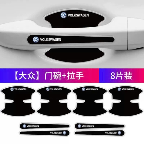 Sét 8 chi tiết màu đen chống trầy xước tay nắm và hõm cửa